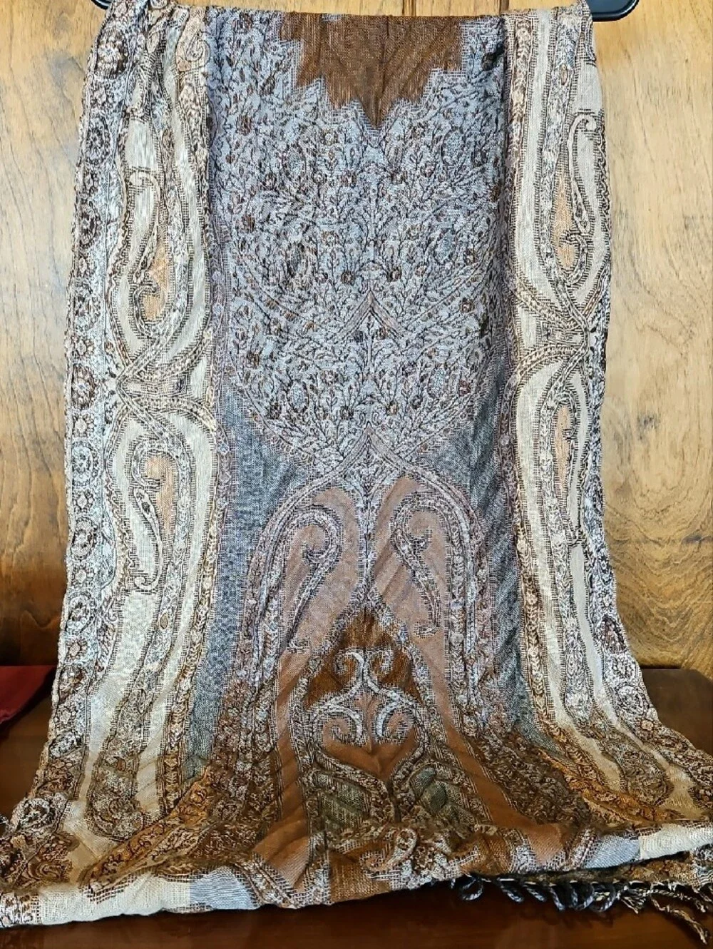 Brown and Tan Paisley Scarf